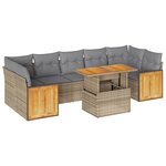 vidaXL Salon de jardin avec coussins 8 Pièces beige résine tressée acacia