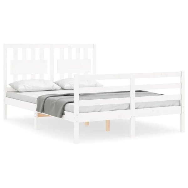 vidaXL Cadre de lit sans matelas blanc bois massif