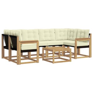vidaXL Ensemble de canapés d'extérieur 7 Pièces Blanc et crème