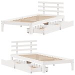 vidaXL Cadre de lit avec tiroirs sans matelas blanc 90x190 cm