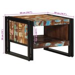 vidaXL Table basse multicolore 50x50x38 cm bois de récupération massif