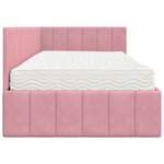 vidaXL Cadre de lit d'angle avec matelas Rose 100 x 200 cm Velours