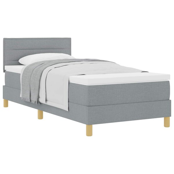 vidaXL Lit à ressorts avec coussin Gris clair 90 x 190 cm tissu