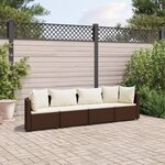 vidaXL Salon de jardin 4 Pièces avec coussins marron résine tressée