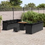 vidaXL Ensemble de canapé de jardin 11 Pièces Noir polyrotin