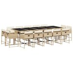 vidaXL Ensemble à manger de jardin et coussins 15 Pièces beige