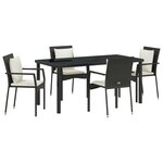 vidaXL Ensemble de salle à manger de jardin de 5 pièces avec coussins en poly rotin noir