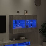 vidaXL Meuble TV mural avec lumières LED gris béton 98 5x30x60 5 cm