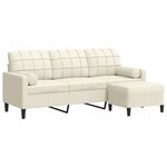 vidaXL Canapé à 3 places avec repose-pieds Crème 180 cm Velours