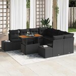 vidaXL Ensemble de salle à manger pour jardin 9 Pièces Noir et Marron