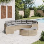 vidaXL Salon de jardin 2 Pièces demi-rond beige résine tressée