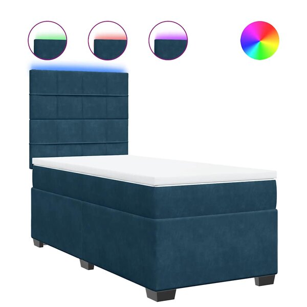 vidaXL Sommier à lattes de lit avec matelas bleu 90x200 cm velours