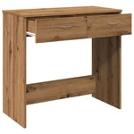 Bureau table poste de travail meuble d'ordinateur informatique étude chêne artisanal 80 x 40 x 75 cm bois d'ingénierie brun 02_0023560