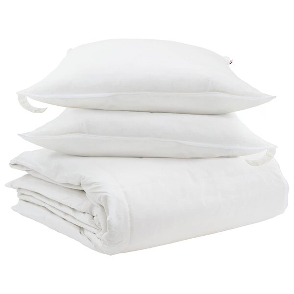 vidaXL Ensemble de Duvet avec oreiller 3 pièces Blanc Plume de canard
