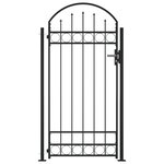vidaXL Portail de clôture à dessus arqué et 2 poteaux 105x204 cm Noir