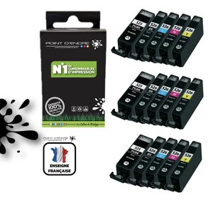 PGI-525 / CLI-526 - 3 X PACKS NOIR / NOIR PHOTO / CYAN / MAGENTA / JAUNE - Grande capacité