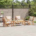 Ensemble de canapé de jardin 5 Pièces Naturel Bois de teck solide