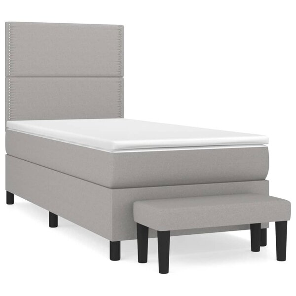 vidaXL Sommier à lattes de lit et matelas Gris clair 90x190 cm Tissu