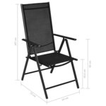 vidaXL Chaises pliables de jardin lot de 2 Aluminium et textilène Noir