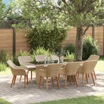 vidaXL Ensemble de salle à manger pour jardin 9 Pièces Beige polyrotin