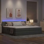 vidaXL Lit avec rangement et LED Gris clair 200 x 200 cm Polyester
