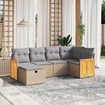 vidaXL Salon de jardin avec coussins 6Pièces mélange beige résine tressée
