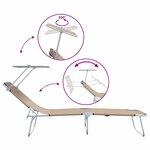 vidaXL Transat 2-personne 2 Pièces Taupe 58 x 188 x 77cm tissu