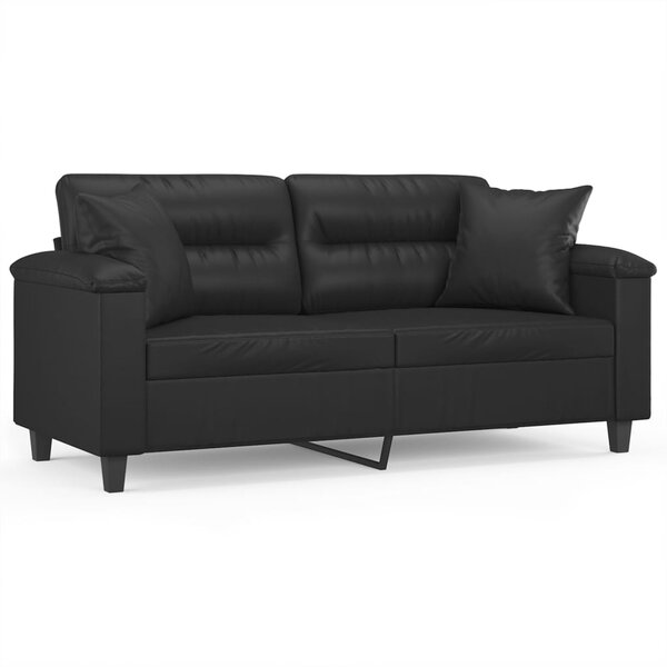 vidaXL Canapé 2 places avec oreillers décoratifs noir 140cm similicuir
