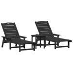vidaXL Mobilier de jardin lounge 2-personne 3 Pièces Noir 38 x 38 x 46 cm
