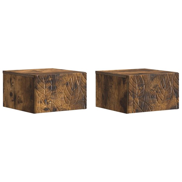 vidaXL Table d'appoint murale 2 pc Chêne fumé 34 5 x 33 x 20 cm