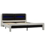 vidaXL Cadre de lit avec LED Blanc et noir Similicuir 180x200 cm