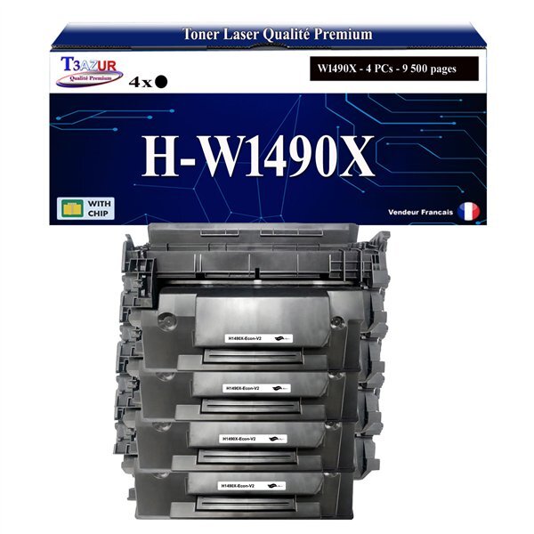 T3AZUR -4x Toners compatibles avec HP W1490X (149X) pour HP LaserJet Pro MFP 4102dw  4102fdn  4102fdw  4103dw  4103fdn