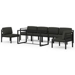 vidaXL Salon de jardin 7 Pièces avec coussins Aluminium Anthracite