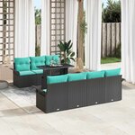 vidaXL Ensemble de canapé de jardin 8 Pièces Noir Poly Rattan