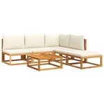 vidaXL Ensemble de canapés de jardin 6 pièces avec coussins en bois d'acacia et rotin