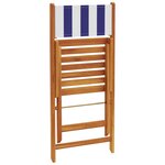 vidaXL Ensemble de bistro 3 Pièces bleu et blanc tissu et bois massif