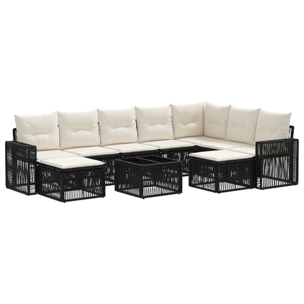 vidaXL Ensemble de canapé de jardin 10 Pièces Noir et blanc crème