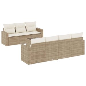 vidaXL Salon de jardin avec coussins 8 Pièces beige résine tressée