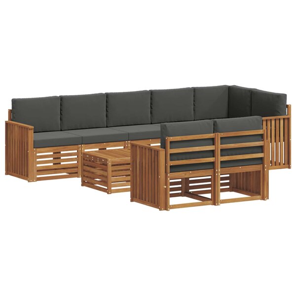 vidaXL Ensemble de canapés d'extérieur 9 pc Naturel et Anthracite