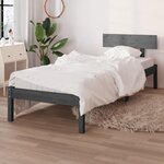 vidaXL Cadre de lit sans matelas gris bois massif 100x200 cm