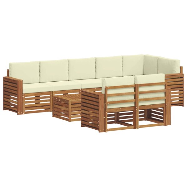 vidaXL Ensemble de canapés d'extérieur 9 pc Naturel et Crème Polyester