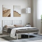 vidaXL Cadre de lit métal sans matelas et tête de lit blanc 150x200 cm