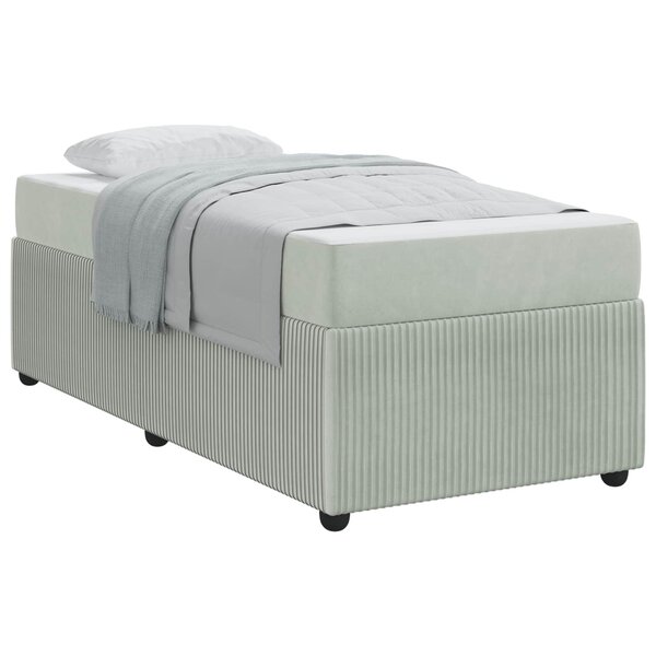 vidaXL Cadre de lit avec matelas Gris clair 90 x 190 cm tissu