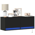 vidaXL Meuble TV mural avec lumières LED noir 100x31x35 cm