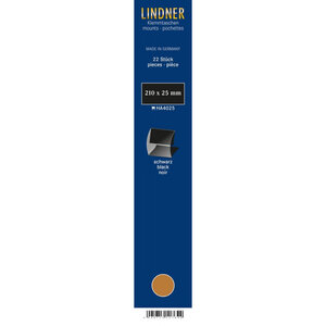 Bandes Klemmfix double soudure 210 x 25 mm pour timbres-poste. Fond - Noir
