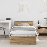 vidaXL Cadre de lit sans matelas avec tête de lit en chêne artisan 75x190 cm