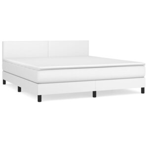 vidaXL Sommier à lattes de lit avec matelas Blanc 180x200cm Similicuir