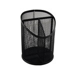 Pot a crayons q-connect maille metallique 3           compartiments hauteur 147 mm  diametre 110mm coloris noir