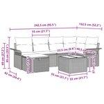 vidaXL Ensemble de canapé de jardin 7 Pièces Noir et turquoise polyrotin