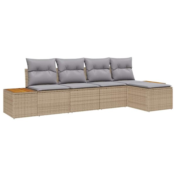vidaXL Ensemble de canapé de jardin 5 Pièces Beige et Gris clair